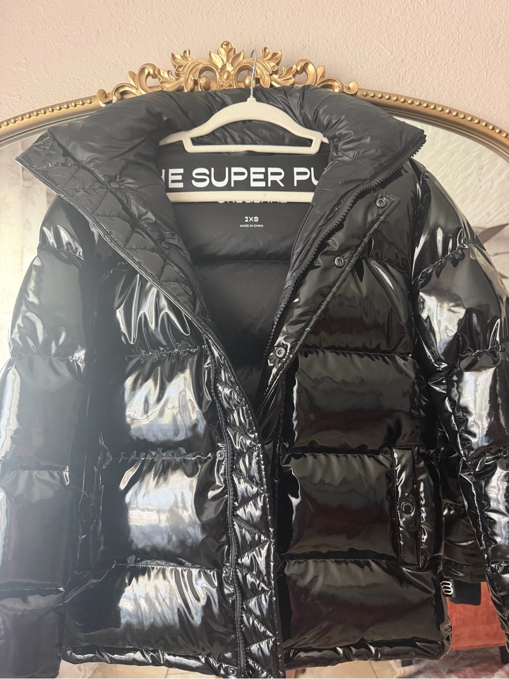 Aritzia Black Glossy Puffer Jacket